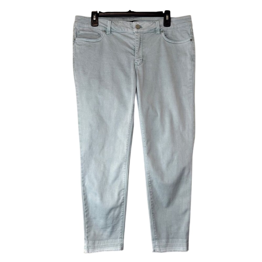 White House Black Market Color Dipped Skinny Crop Blue‎ Jeans Size 12 WHBM